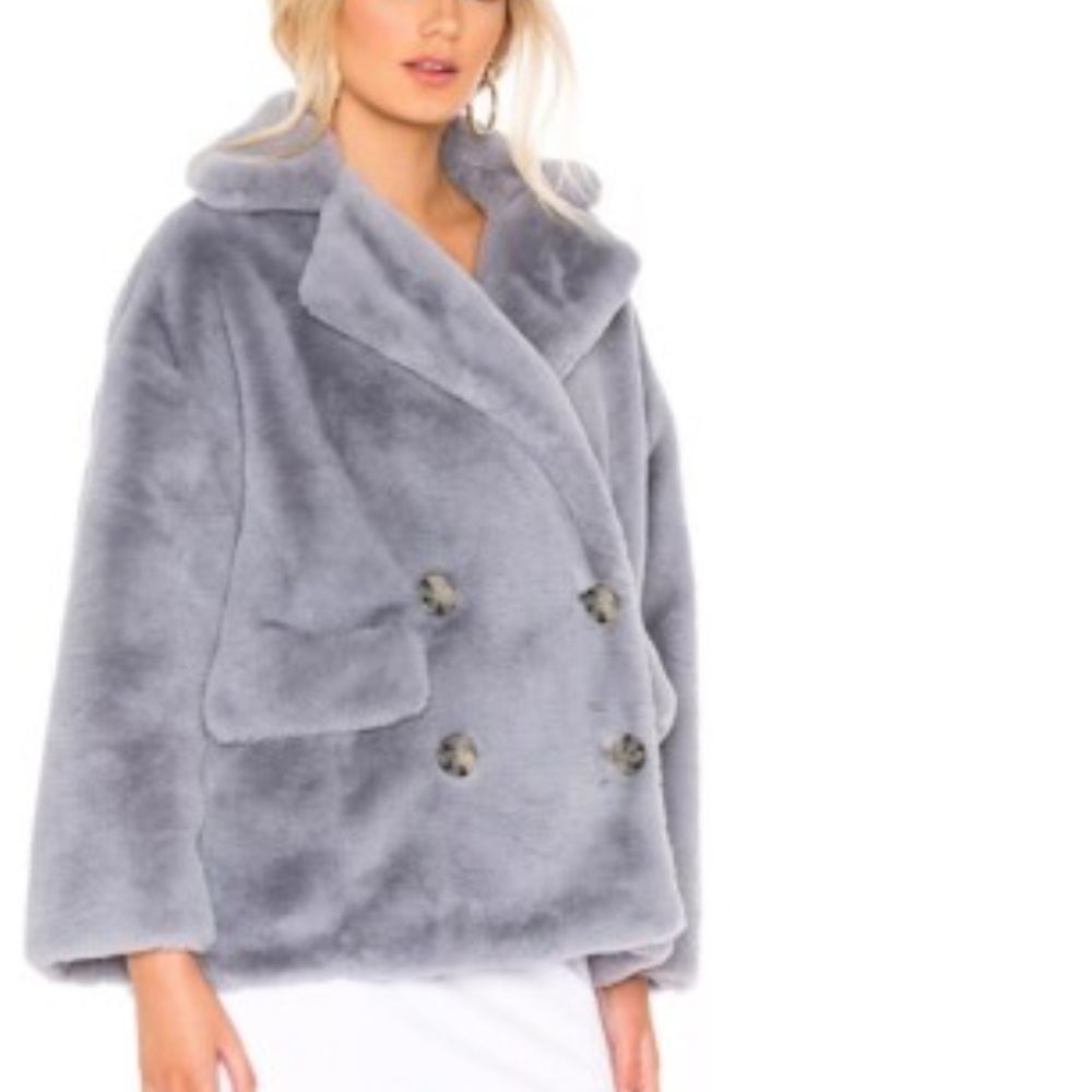 Free People Kate‎ Faux Fur Double Breasted Jacket Blazer Women’s Sz XS